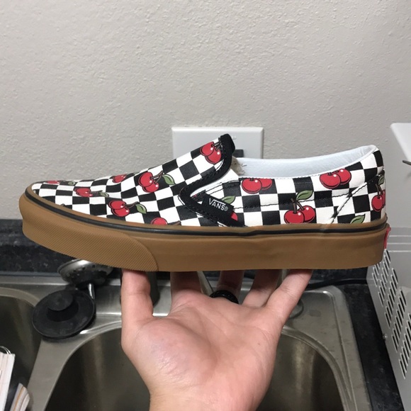 cherry checkered vans